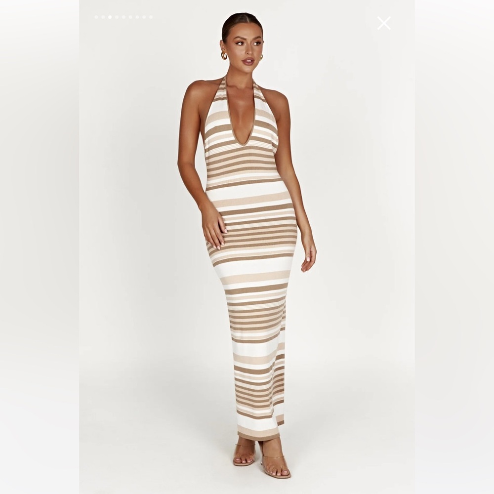 Meshki BRIENNE Stripe Maxi Dress - Cream